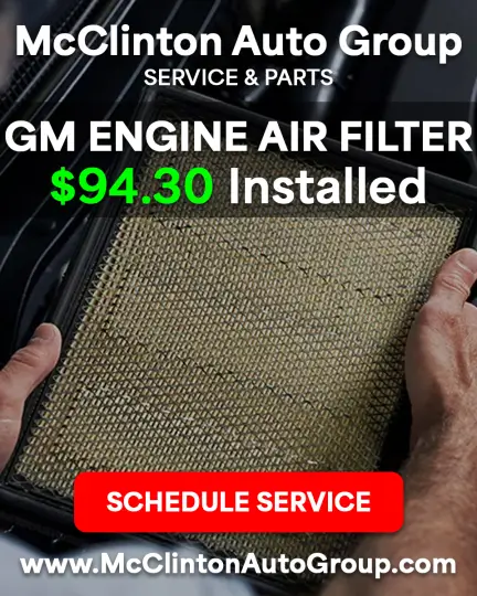 Coupon for GM ENGINE AIR FILTER $94.30 Installed